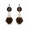High-end Literary and Ancient Style New Chinese Style Brown Ball Butterfly Button Classical Wood-like Earrings