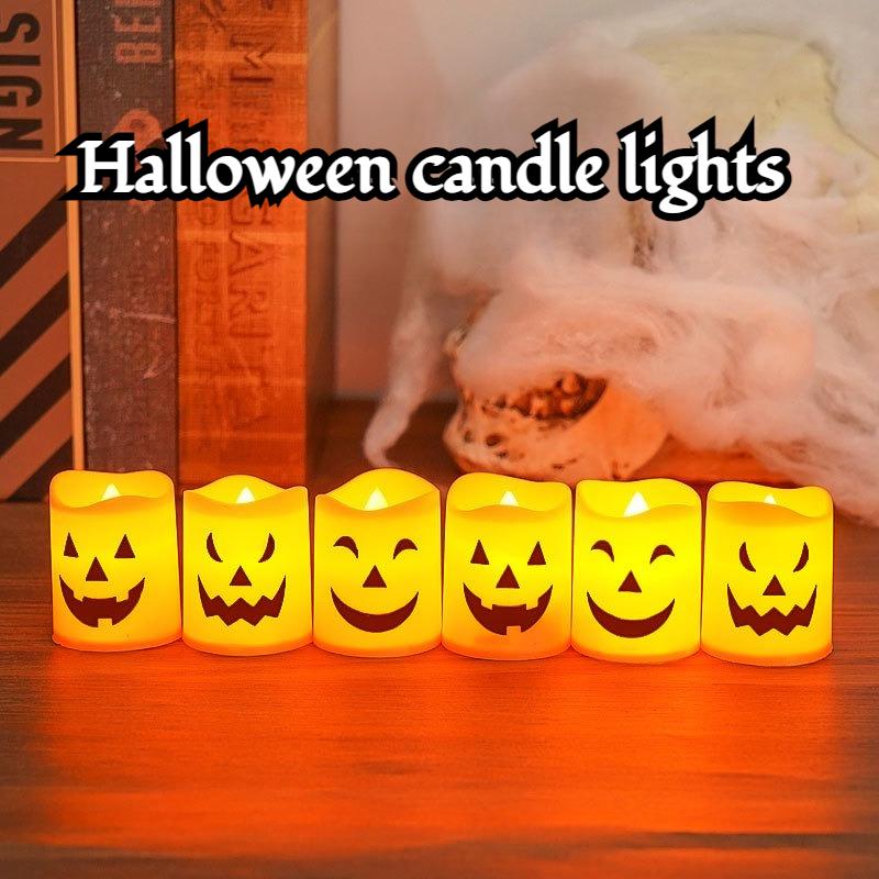 LED Candle Light Battery Powered Pumpkin Skull Ghost Spooky Light Halloween Party Decora Ambiance Electronic Candle Lights