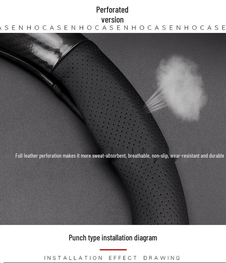 Universal Non-Slip Leather Carbon Fiber Steering Wheel Cover for Borgward BX5 BX7 - All-Season, Sweat-Absorbent