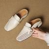 Fashion 2025 Summer New Women Shoes Genuine Leather Square Toe Women Sandals Hollow Out Sandals for Women Chunky Heel  Mules Slippers