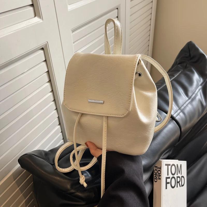 Women's Casual Solid PU Backpacks Soft Flap Pocket Interior Zipper High Quality