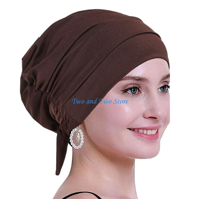 HX6F Women Hijab Cap Head Cover Turban Headwear Fashionable Bonnet