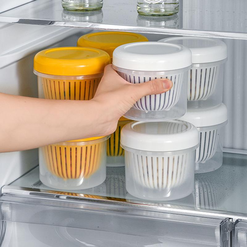 Onion Storage Box Double Layer Sealed Preservation Box Plastic Fruit Vegetable Drainage Container Scallion Ginger Garlic Basket