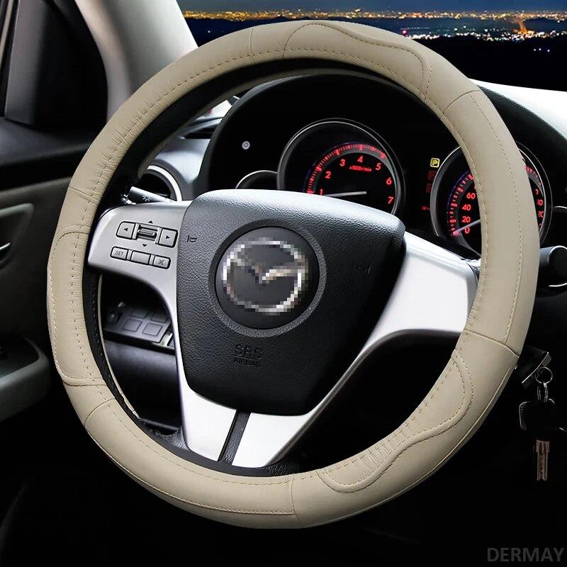 Genuine Leather Car Steering Wheel Cover Non-slip for All Mazda 3 2004-2013 2009 2014 2015 Mazda Axela Auto Accessories