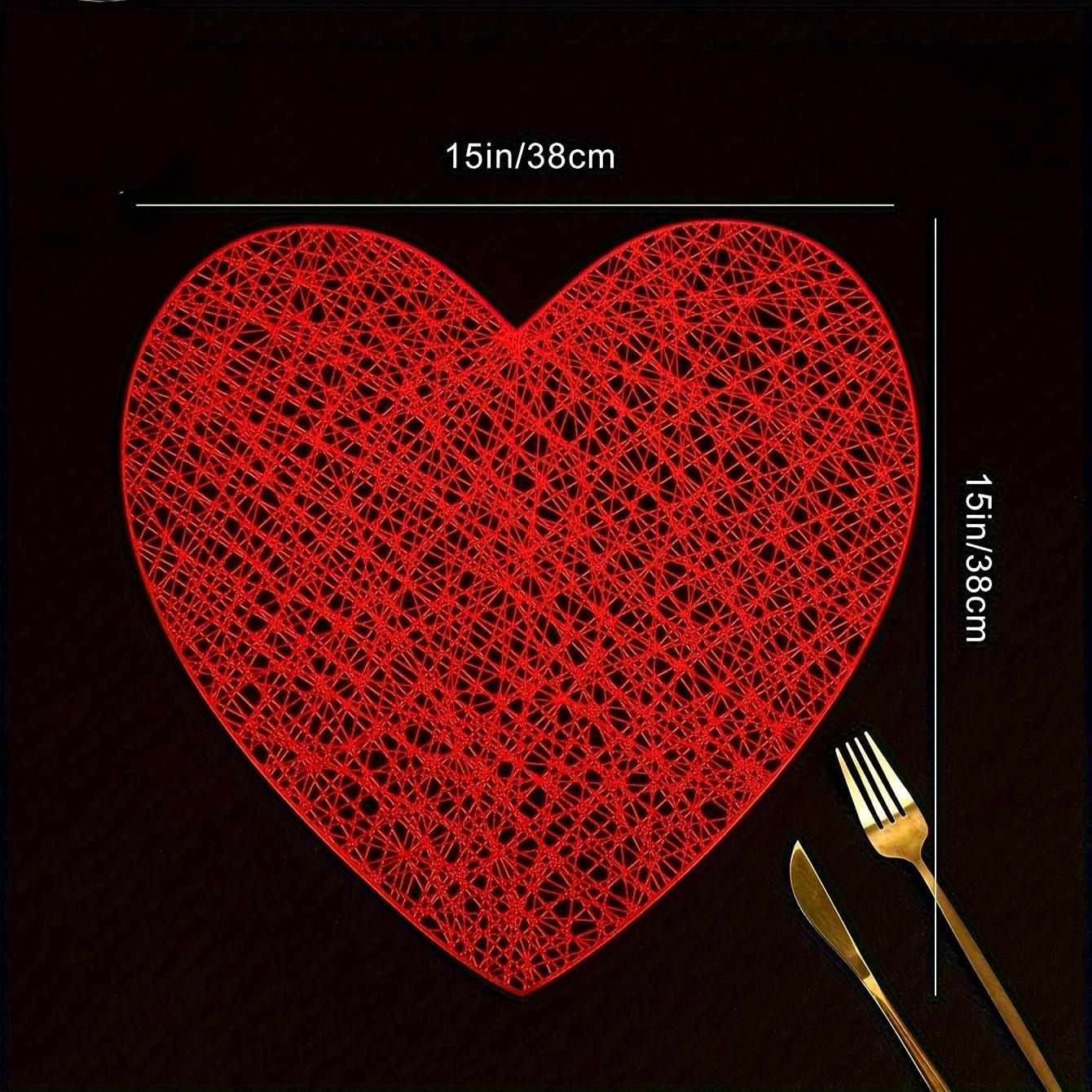 

Valentine s Day Heart-Shaped Placemat - Heat-Resistant, Non-Slip Table Mat for Romantic Dinners, Weddings & Anniversaries