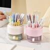 Plastic 360° Rotating Makeup Brush Holder Round Large Capacity Makeup Brush Storage Box Waterproof with Drawer Makeup Organizer