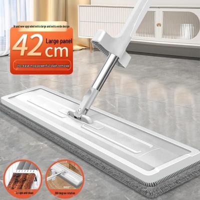 Hands-Free Rotatable Flat Mop for Dry & Wet Use with Absorbent, Enlarged Head