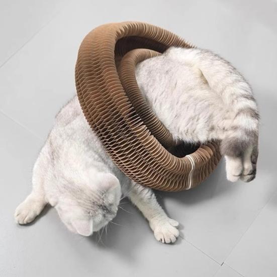 Accordion Cat Scratcher Transformable Cat Toy with Bell Ball Scratching Board Interactive Enrichment Toy for Indoor Cats Kittens
