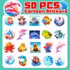 50 Cartoon Marine Animal Stickers TEMU New Product Cute Shark Cartoon Marine 3D Animal Stickers