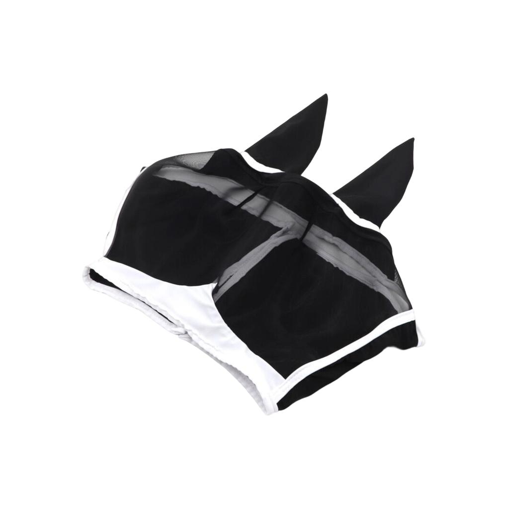 Maschera per cavallo con protezione per le orecchie, chiusura regolabile a strappo, copertura protettiva in rete per il viso per la prevenzione di insetti e mosche, attrezzatura equestre
