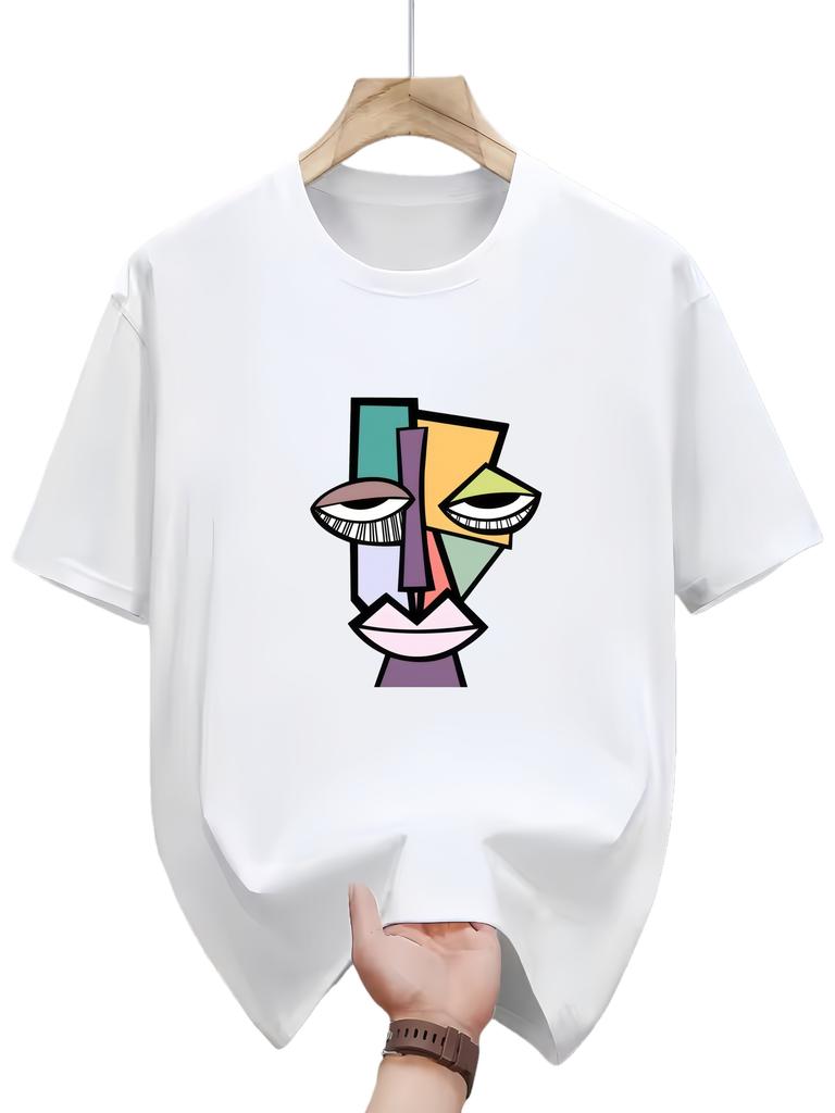 Mens Summer Fashion Pattern TShirt Casual ShortSleeved Style Round Neck Summer Top