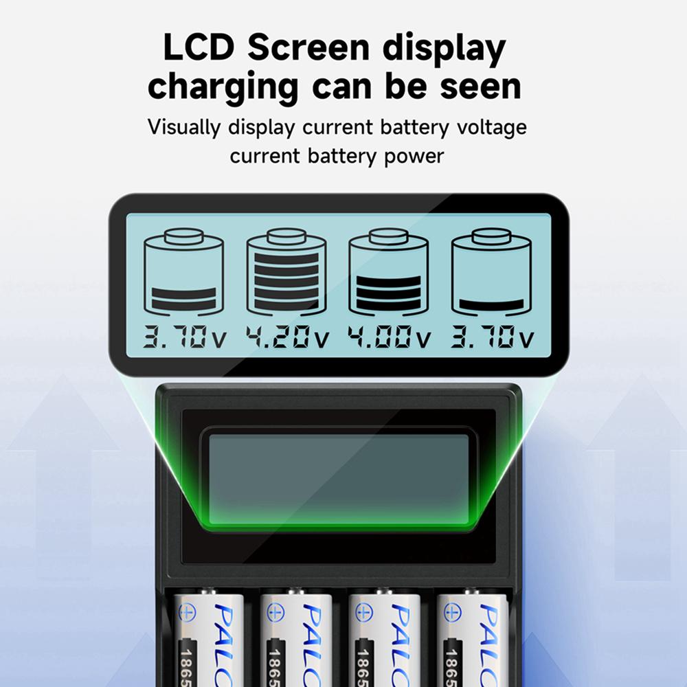 PALO 3,7 V 18650 1500 mAh Ladegerät Li-Ionen-Akku USB-unabhängiges Laden tragbares elektronisches 18350 16340 14500 Akku-Ladegerät