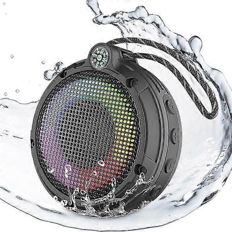 Waterproof Bluetooth Shower Speaker, IPX7 Portable Outdoor Waterproof Radio Speaker with LED Light, 8W, 24 Hour Battery