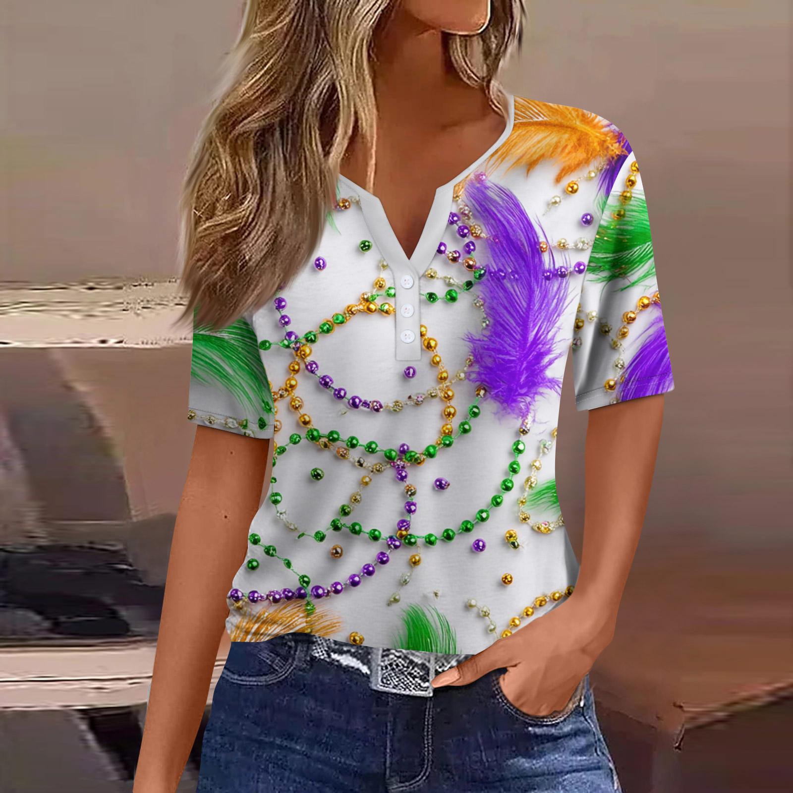 

Жіноча футболка з принтом на ґудзиках, з коротким рукавом, щоденна мода на вихідні, базовий V-подібний виріз, звичайний топ L білий