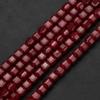 7-8MM Faceted Square Shape Ruby Color Chalcedony Natural Stone Loose Cube Spacer Beads for Jewelry Making Diy Bracelet Accessory