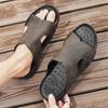 Herren Hausschuhe Weite Handfläche Sandalen Outdoor Sommer Schwarz Flache Sandalen Offene Zehen Strandschuhe für Vater Übergröße