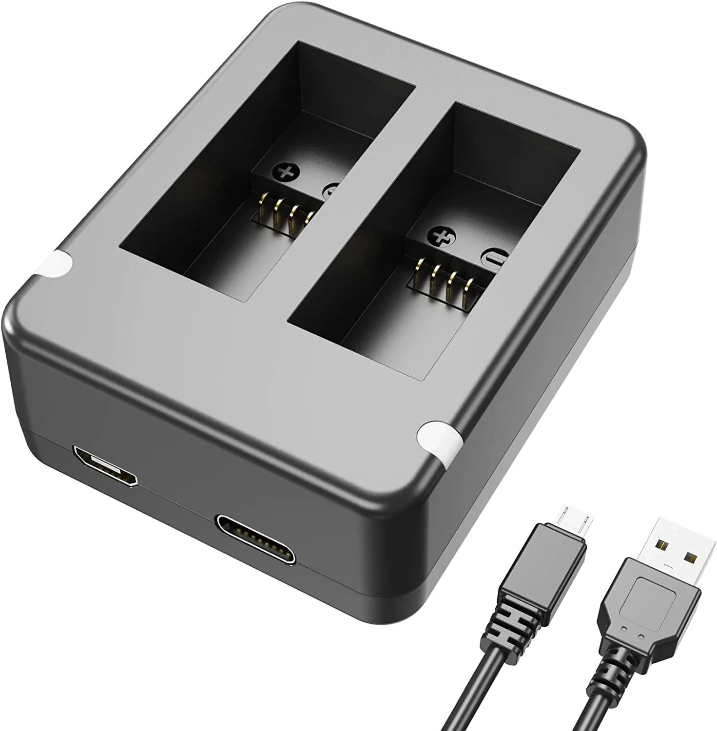 

Двойной слот для порта, зарядное устройство для двух аккумуляторов Gopro Go Pro Hero 12 11 10 9, черное с USB-кабелем, аксессуар для экшн-камеры