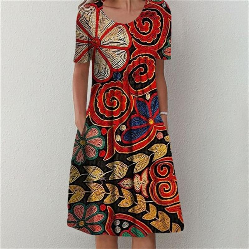 Abito Elegante da Donna alla Moda Abito Casual Ampio Abito da Donna Stampato Nuovo Temperamento