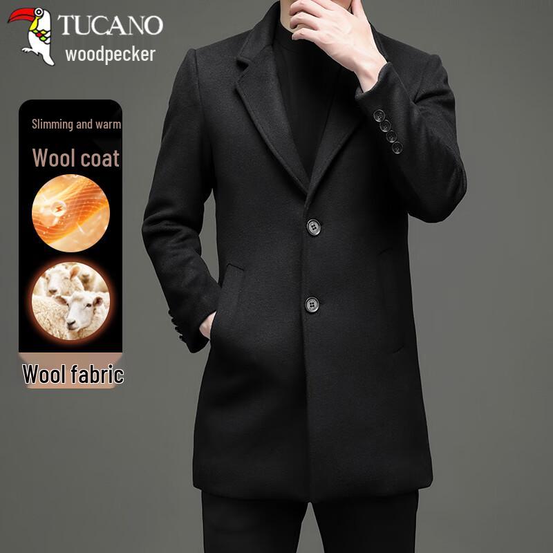 

TUCANO Мужское полупальто средней длины из смесовой шерсти с лацканами с вырезом 2XL