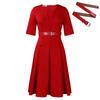 Women's Autumn Fashion Elegant Temperament Solid Color Five Quarter Sleeve Dress