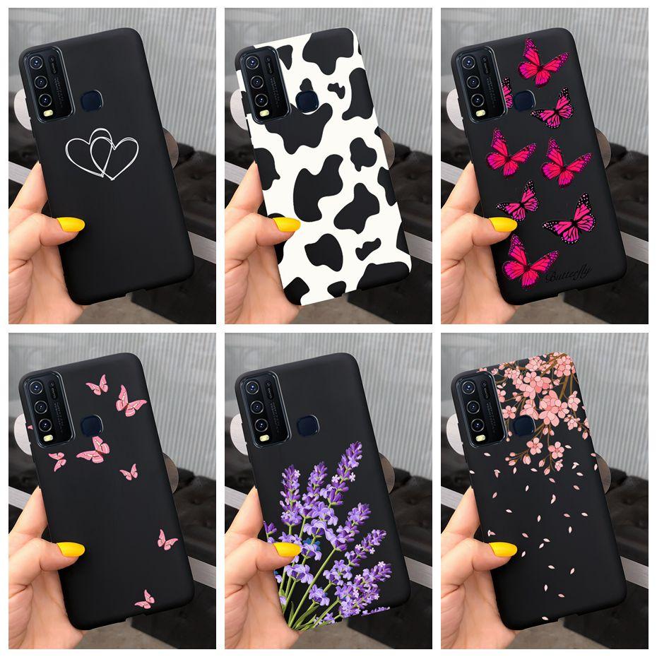 For Vivo Y19 2019 Case Cute Beautifly Flower Butterlfy Phone Cover For Vivo Y19 Y 19 1915 Black Silicone Soft TPU Case Bumper