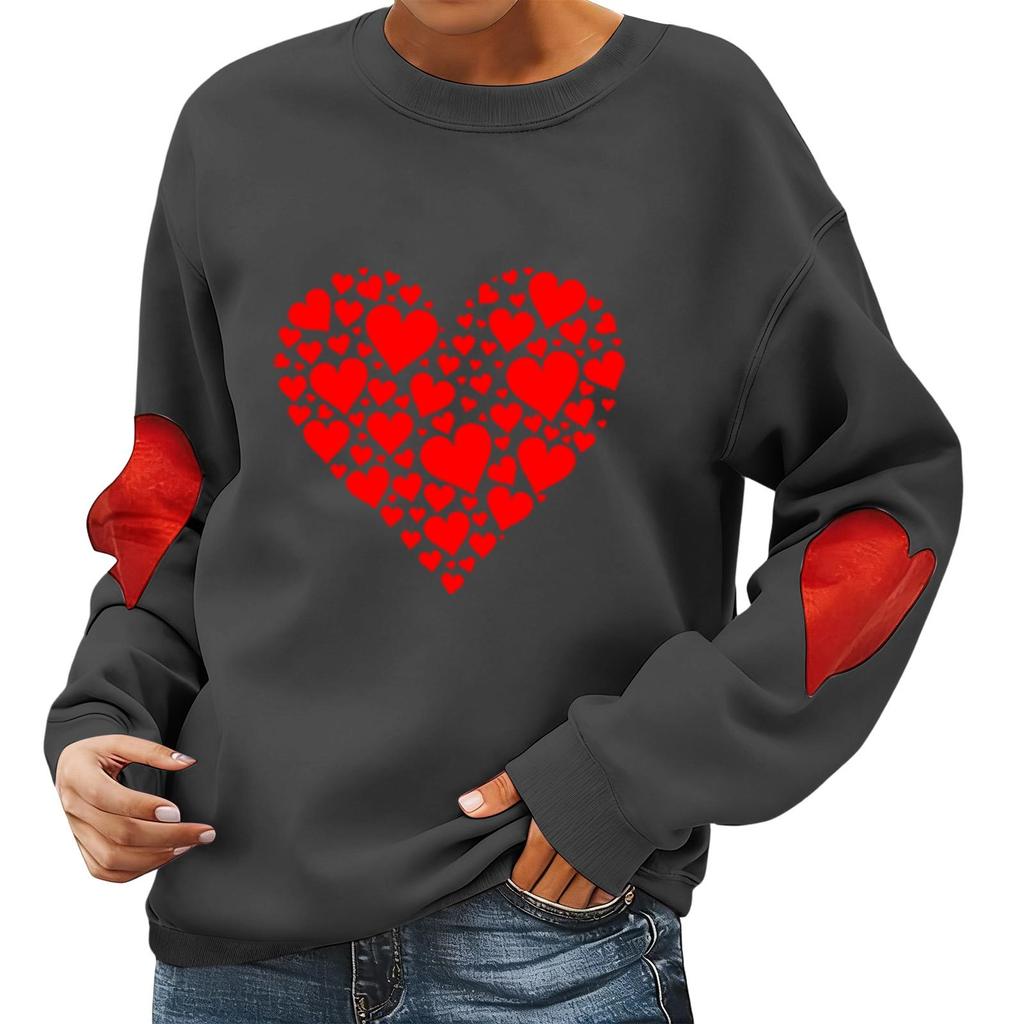 Ladies' Valentine's Day Printed Casual Long Sleeved Sports Hoodie Top