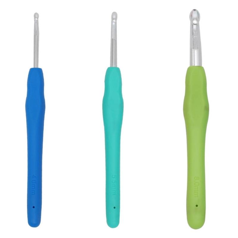 3/13Pcs Aluminium Crochet Hook for Knitting Ergonomic Silicone Handle Crochet Hooks Yarn Craft Tool for Sweater Scarf