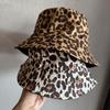 Fashion Leopard Print Bucket Hat for Women Double Sided Travel Sunshade Fisherman Cap Ladies Outdoor Dome Basin Hat