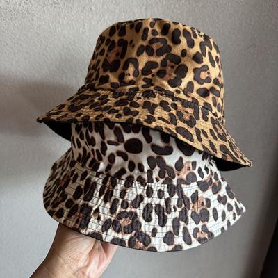 Leopard Print Double Sided Bucket Hats For Women Vintage Fashion Fisherman Hat Outdoor Travel Female Sunscreen Panama Cap