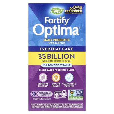 Nature's Way, Fortify Optima, Daily Probiotic + Prebiotic, Daily Care, 35 Billion CFU, 30 Delayed Release Capsules