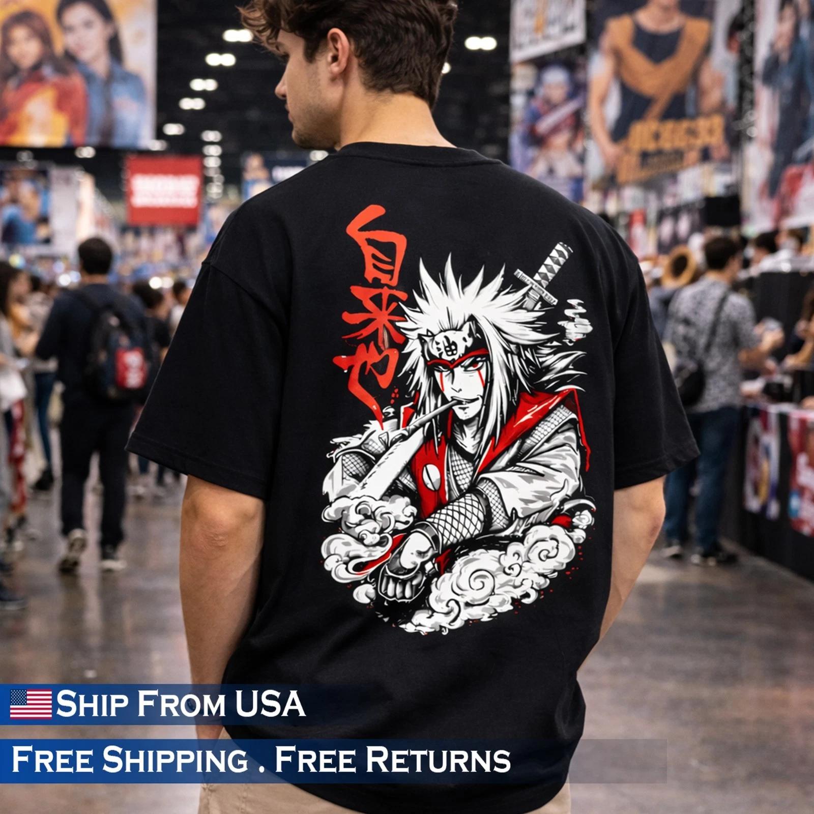Japanese Kanji Anime Oversize T-Shirt Streetwear Graphic Print Tee Unisex Tshirt 2XL