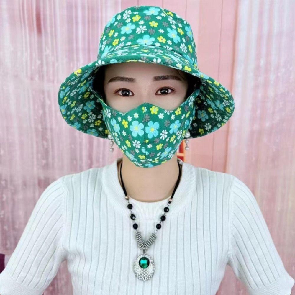 Cover Face Cap Sunscreen Mask Face Mask Bucket Hat Portable Women Sun Hat  Climbing