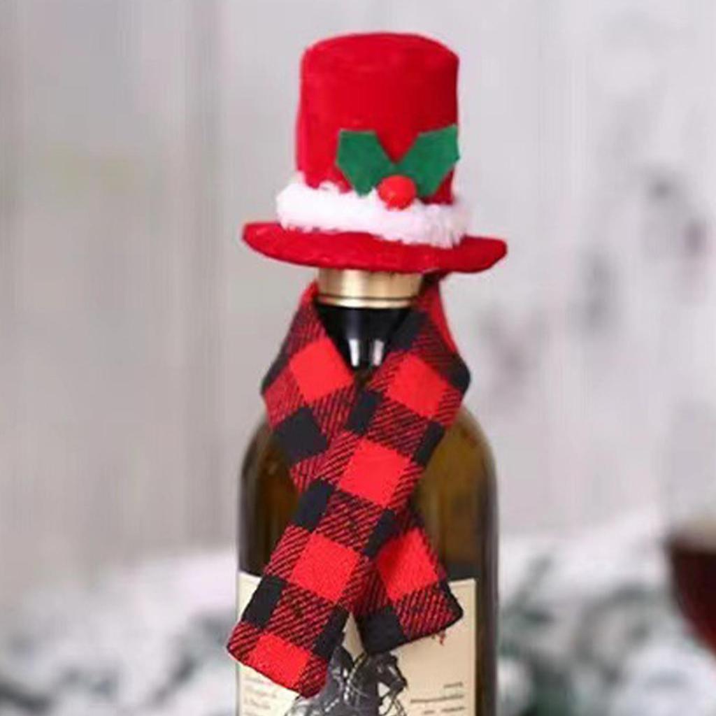 Wine Bottle Scarf Hat Set Cute Sleeve Protector Christmas Bottle Covers For Gathering Dinner Restaurant Bar Travel Dinning Table