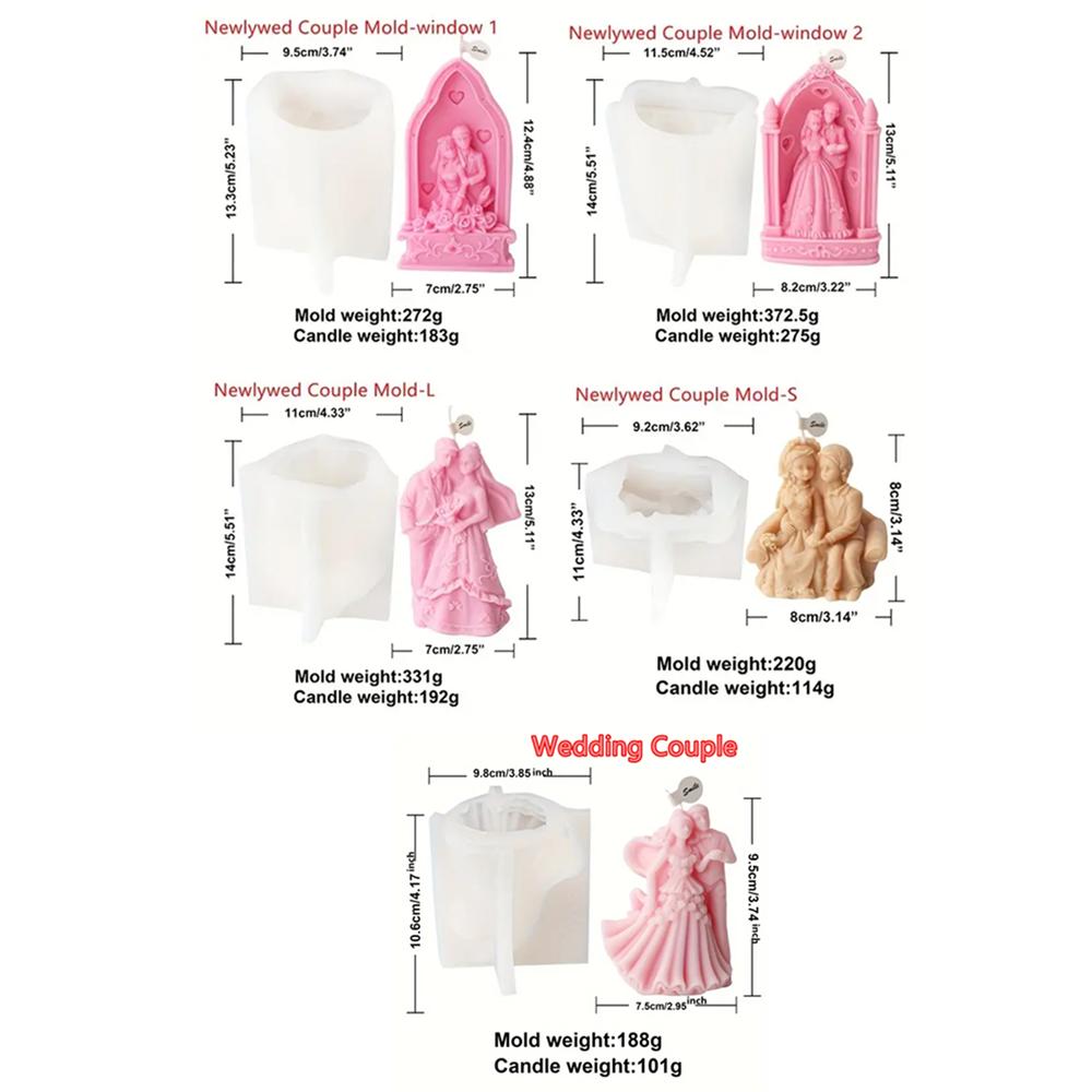 1PC Silicone Newlyweds Wedding Couple Candle Mold Bride Groom Love Theme Irregular gift Aroma Statue Mould Newlyweds Tool
