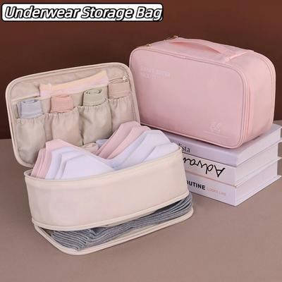 Large Capacity Underwear Storage Bag Reusable Space Saving Travel Bra Organizer Double-deck Dustproof Cosmetics Clothes Pouch