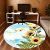 1pc Sunflower Clouds Round Chair Mat Area Rug - Non-Slip, Floor Mat for Office, Bedroom, and Indoor Decor C1125565