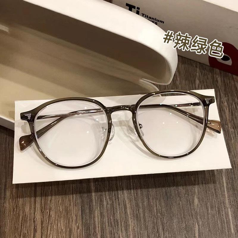 With Coconut Gray Myopia Glasses Retro Schoolgirl Looking Thin Cold Tea Round Frame Plain Glasses 01247