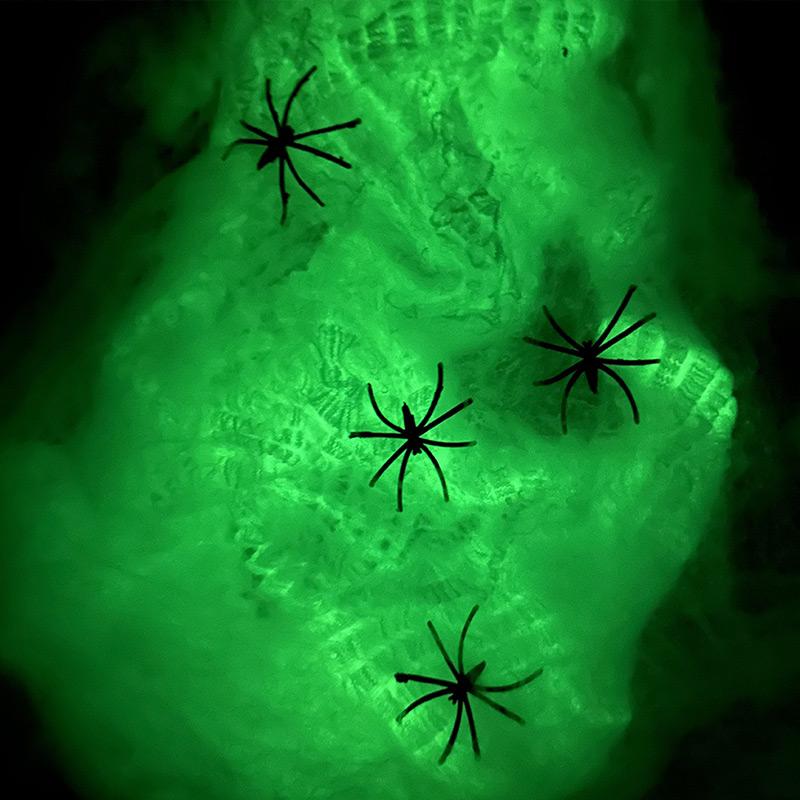 Mini Artificial Spider Web Halloween Decoration Scary Party Scene Props Luminous Spider Cotton Stretchy Cobweb Horror Home Decor