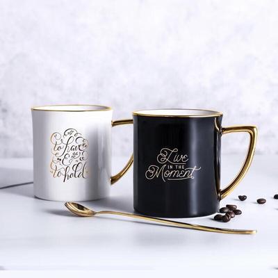 Temake Nordic Gold-Rim Ceramic Couple Mug