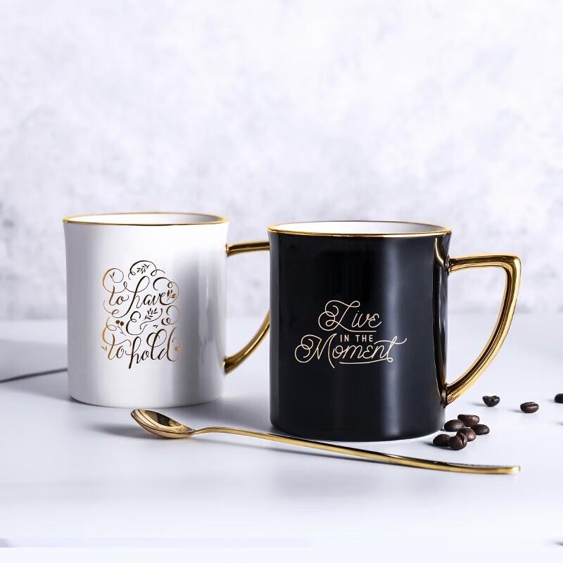 Temec Nordic Style Gold-Rimmed Ceramic Couple s Mug
