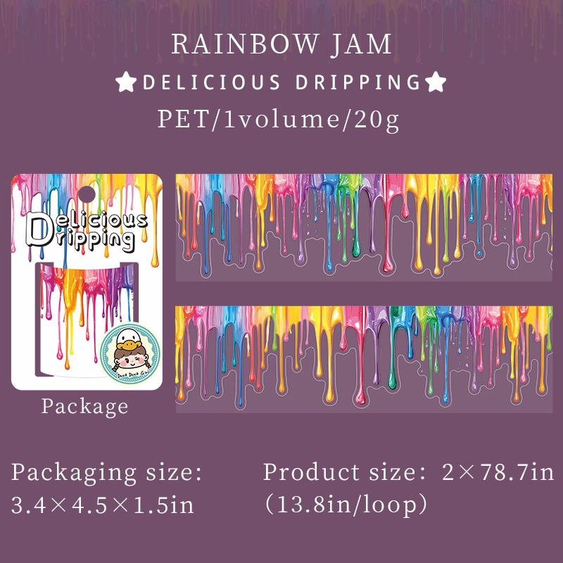 200cm/ Roll PET Washi Tapes Jam Chocolate Sauce Dripping Pattern Hand Scene Creative DIY Cup Photo Frame Photo Decoration Tape