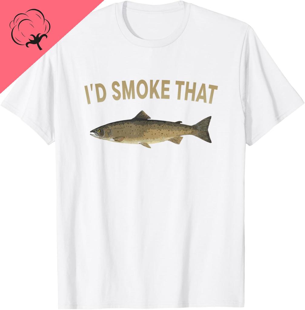Id Smoke That Salmon Fishing Funny Barbecue Shirts TShirt Mens Clothes 100 Cotton Harajuku Tshirts for Men Mens Clothing