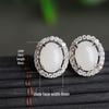 925 Sterling Silver Hetian Jade Stud Earrings with Certificate - Simple Ancient Hanfu Cheongsam Style White Jade Earrings