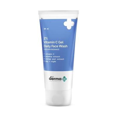 The Derma Co 2 % Vitamin C-Gel, tägliche Gesichtsreinigung mit Vitamin C, Hagebutten- und Orangenschalenextrakt für strahlende Haut I Hellt die Haut auf I Für jeden Hauttyp – 80 ml