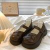 Women's Round Toe  Spring New Style Deep Mouth Literary Lady Campus College Style Height Increase Large Size Single Shoes