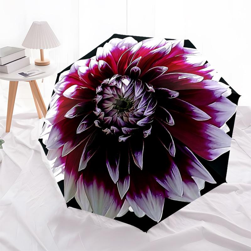 1pc Dahlia Bloom Automatic Umbrella | Portable Foldable 8-Rib Manual Open, Cute Birthday & Holiday Gift for Outdoor yy260107129
