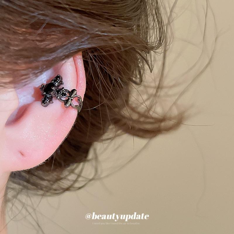 Super flash zircon cross flower ear clips for women without ear piercings, exquisite cold wind ear bone clips, niche design earrings