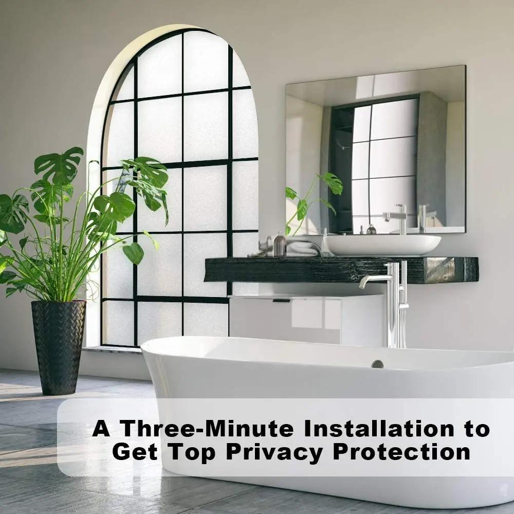 Static Cling Matte Glass Vinyl Window Film Stained Adhesive Glass Film with Glue Privacy Protective Window Sticker for Office