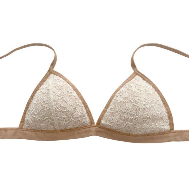 Women French Triangle Cup Bra Sexy Lace Bras Wireless Comfortable Gathered Underwear Summer Fashion Girl Lingerie