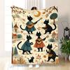 Künstlerische Katze im Retro-Stil bedruckte Flanelldecke geeignet für alle Jahreszeiten geeignet für Wohnzimmer Büro Sofa und Reisen